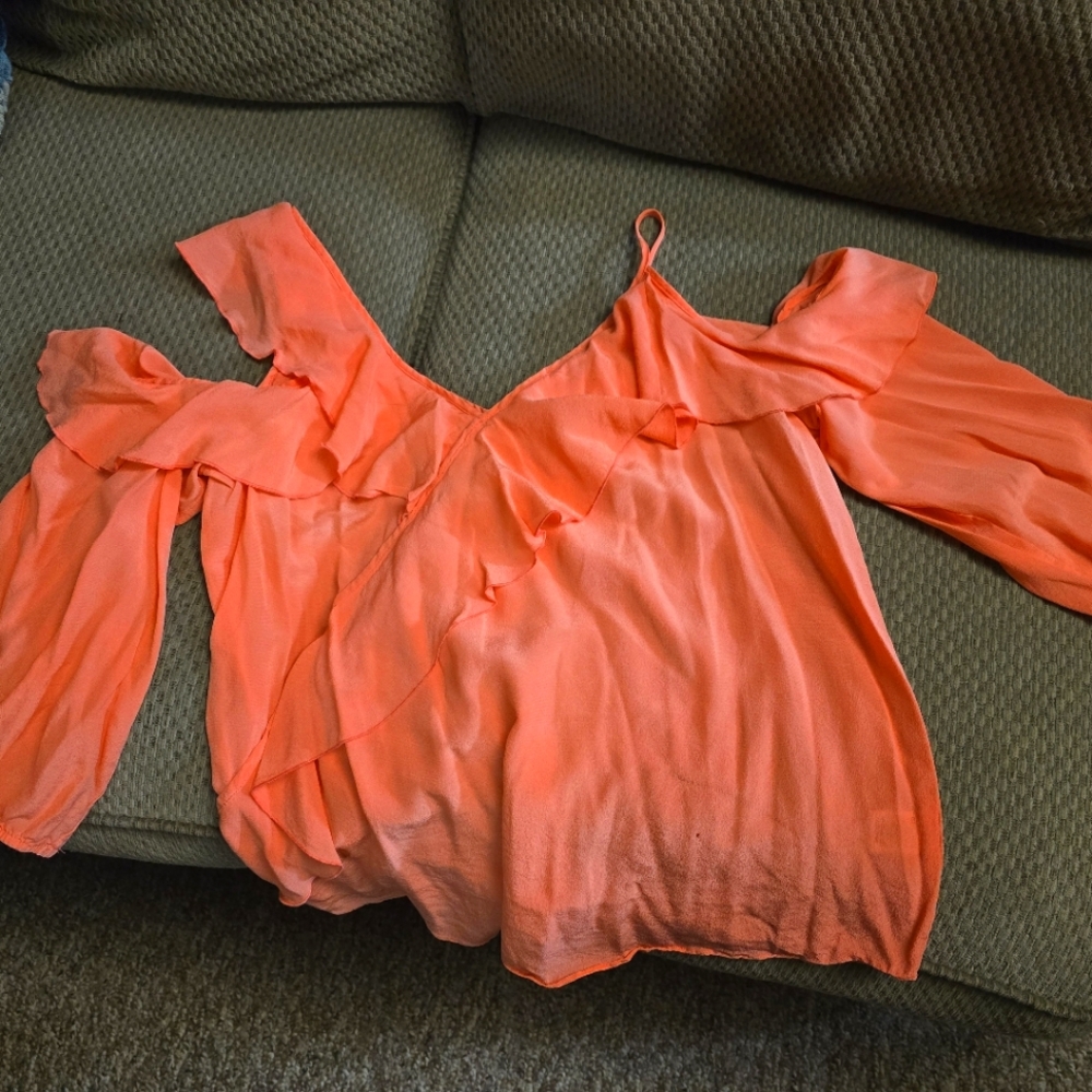 Women's Coral Off-Shoulder Top